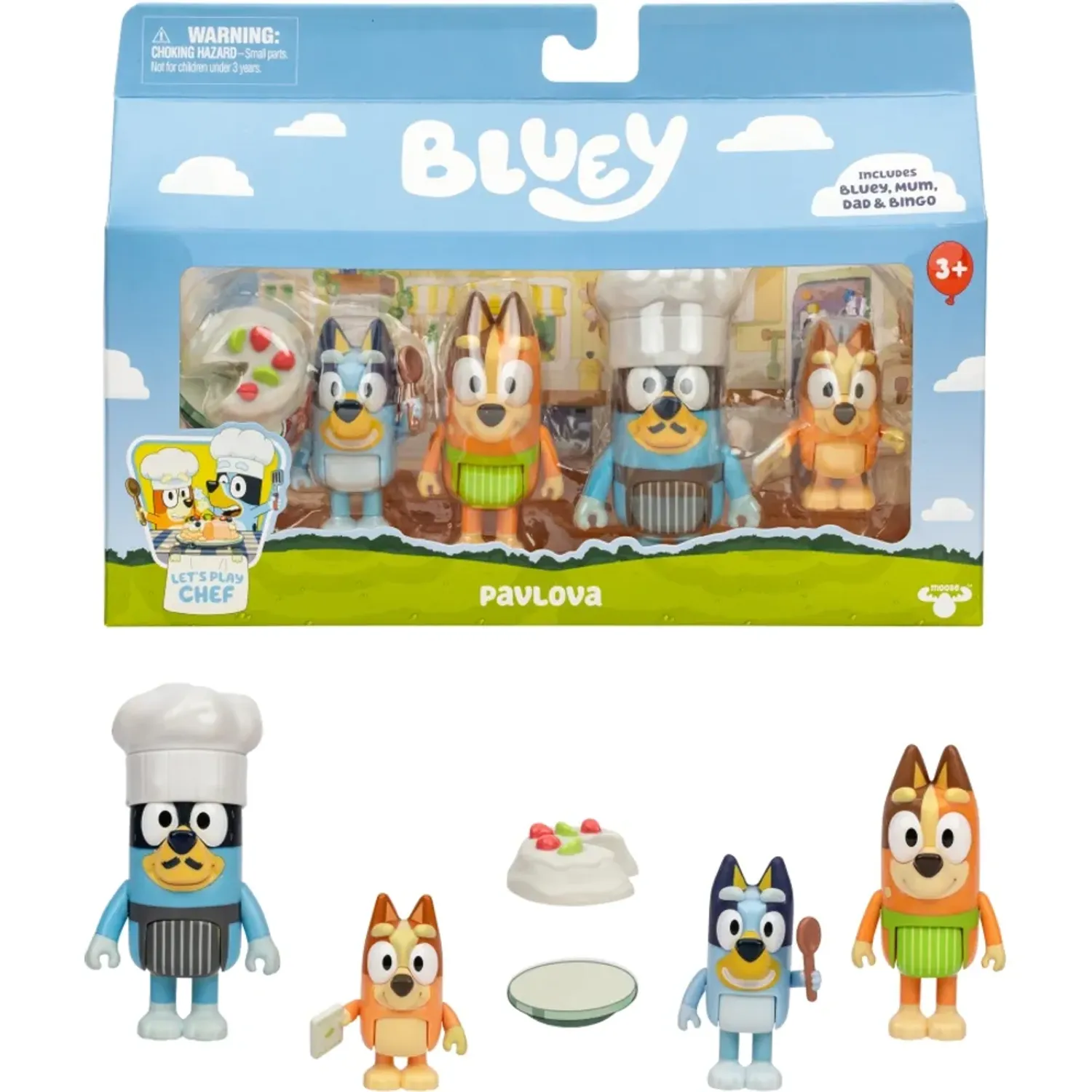 BLUEY Pack Bluey X4 Figuras Bluey Pavlova Bluey color multicolor | Platanitos