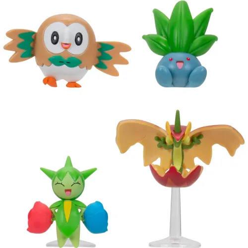 POKEMON Pack X4 Figuras Pokemon Rowlet, Roselia, Flapple, Oddish