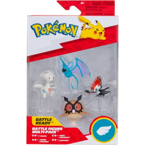 POKEMON Pack X4 Figuras Pokemon Togetic, Hoothoot, Pikipek, Zubat