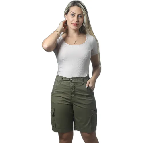 FORDAN JEANS Shorts Mujer 3979 Cargo Con Elastico En Espaldar
