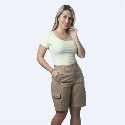 FORDAN JEANS Shorts Mujer 3979 Cargo Con Elastico En Espaldar