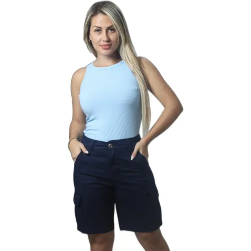 FORDAN JEANS Shorts Mujer 3979 Cargo Con Elastico En Espaldar