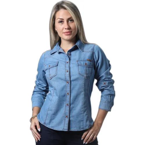 FORDAN JEANS Blusa Mujer 3989 Bolsillo Parche Y Venas Costados M/Larga