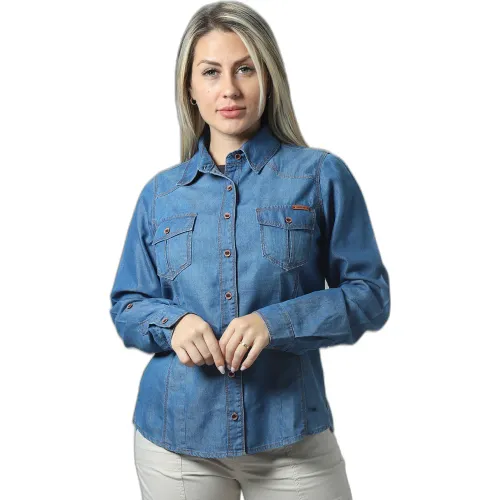 FORDAN JEANS Blusa Mujer 3989 Bolsillo Parche Y Venas Costados M/Larga