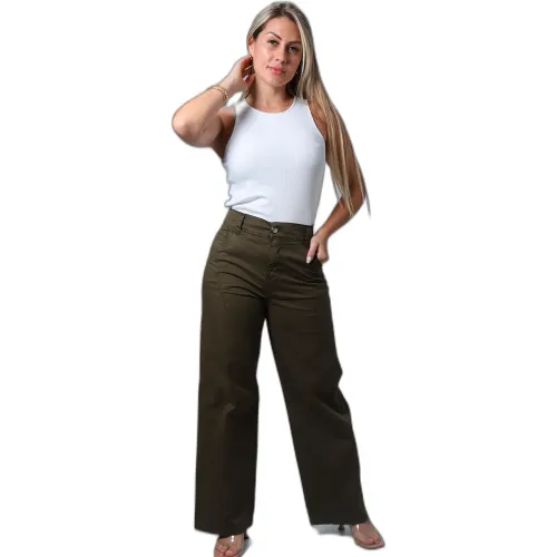 FORDAN JEANS Pantalon Mujer 3992 Recto Corte Diagonal Y Elastico Cint.
