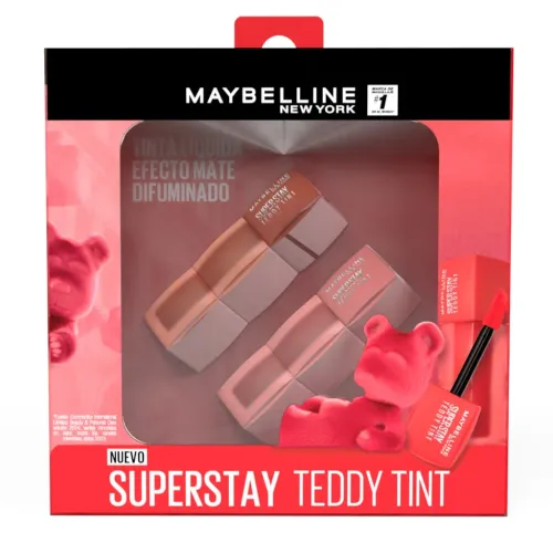 MAYBELLINE Pack Labial Teddy Tint: 20 Mascara Tear + 15 Skinny Dip