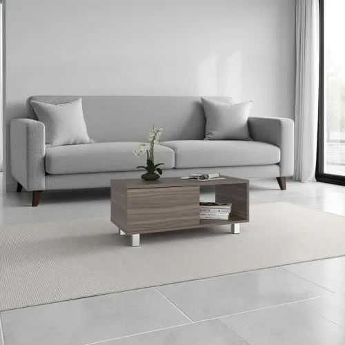TUHOME Mesa De Centro 1 Cajón Torence Avellana 35,0x80,1x40,1 Cm