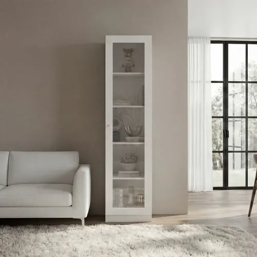 TUHOME Vitrina 1 Puerta Home-E6 Blanco 180,6x45,0x31,3 Cm