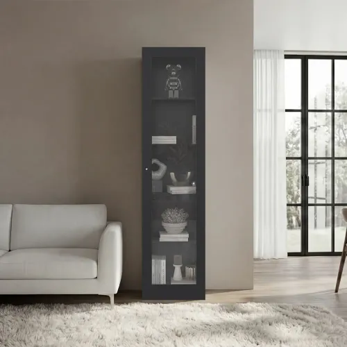 TUHOME Vitrina 1 Puerta Home-E6 Wengue 180,6x45,0x31,3 Cm