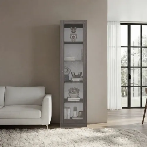 TUHOME Vitrina 1 Puerta Home-E6 Milan Y Blanco 180,6x45,0x31,3 Cm