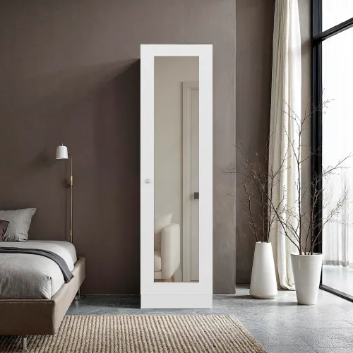 TUHOME Ropero 1 Puerta Con Espejo Praga Blanco 180,8x49,1x30,2 Cm