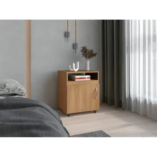 TUHOME Velador 1 Puerta Barilo Fresno Y Wengue 55,0x45,0x40,3 Cm