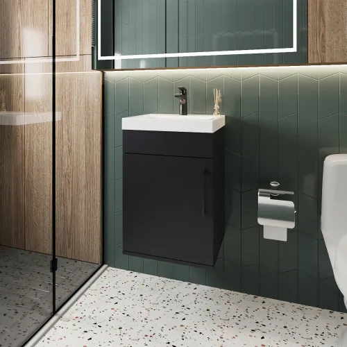 TUHOME Vanitorio Flotante 1 Puerta Oxford Wengue 54,1x39,6x32,5 Cm