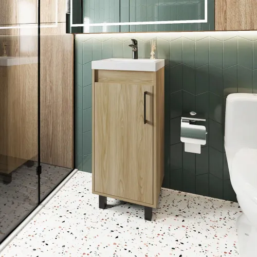 TUHOME Vanitorio 1 Puerta Oxford Fresno 86,4x39,6x32,5 Cm
