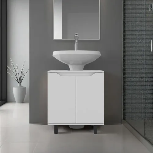 TUHOME Mueble Para Lavamanos Marlo 2 Puertas Blanco 63,0x55,0x41,3 Cm