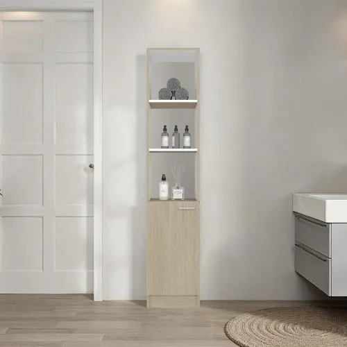 TUHOME Estante Alto De Baño 1 Puerta Bath Cartagena Y Blanco 162,2x33,0x26,8 Cm