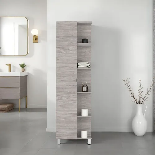 TUHOME Estante Alto De Baño 1 Puerta Bath Positano Y Blanco 178,0x51,2x21,5 Cm