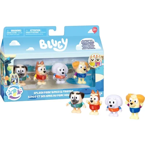 BLUEY Pack X4 Figuras Parque Acuatico Bingo Y Sus Amigos