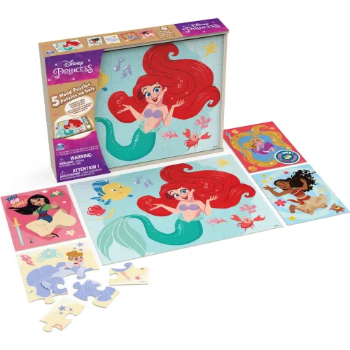 Disney Varios Pack X5 Rompecabezas De Madera