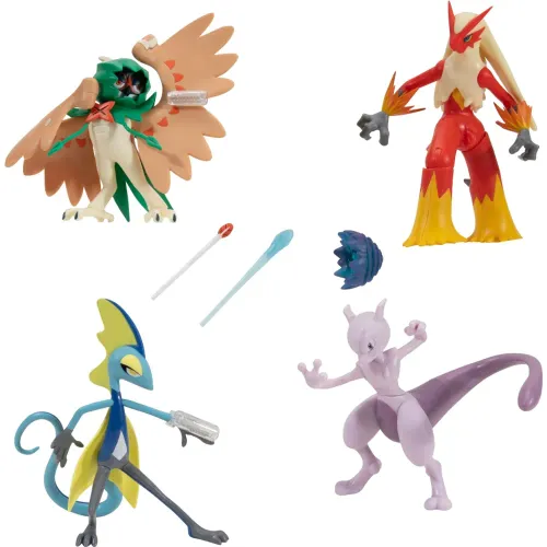 POKEMON Pack X4 Figuras Mewtwo, Blaziken, Inteleon, Decidueye