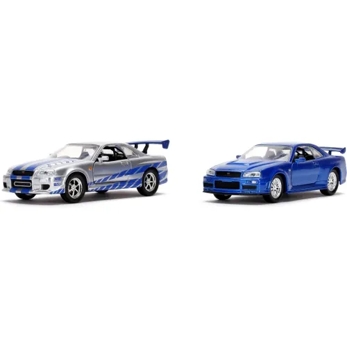 RAPIDOS Y FURIOSOS Pack X2 Vehículos De Juguetes Diecast Nissan Skyline Gt-R A Escala 1:32 - Jada