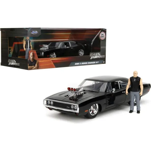 RAPIDOS Y FURIOSOS Auto Diecast Dodge Charger F1 1970 Escala 1:24 + Figura Rapidos Y Furiosos