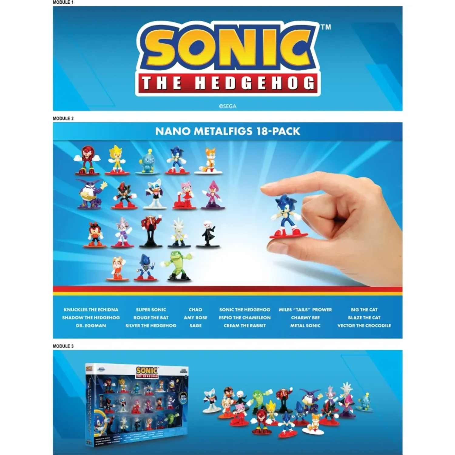 SONIC Set Sonic De 18 Figuras De Metal 1.65plg - Jada color varios | Platanitos