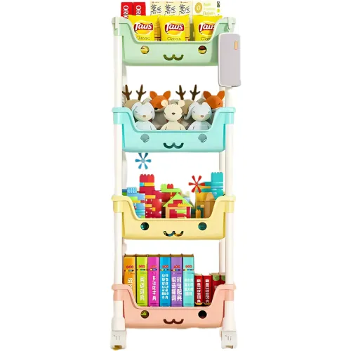 GENERICO Estante Organizador De Juguetes Kawaii Multiusos Plegable De 4 Niveles Con Ruedas