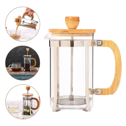 PENTHA Prensa Francesa 350ml Con Tapa De Bambú Elegante