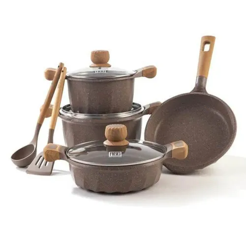 PENTHA Juego Olla Roca Volcanica Antiadherente 9pcs Café - Mgc
