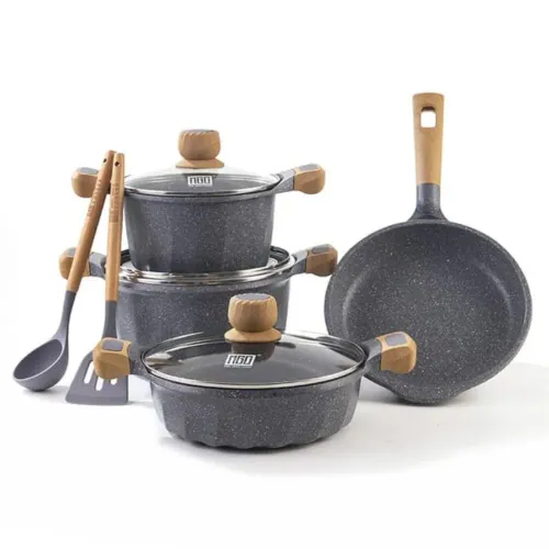 PENTHA Juego Olla Roca Volcanica Antiadherente 9pcs Gris - Mgc