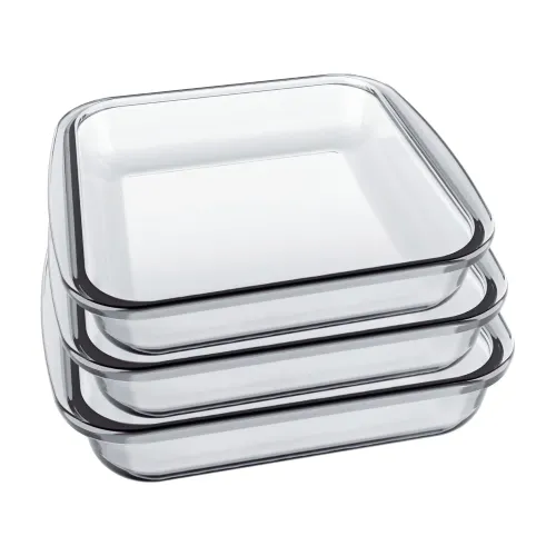 PENTHA Fuente Bandeja Cuadrado De Vidrio Templado X3 Piezas