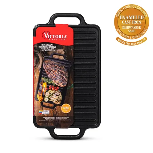 PENTHA Plancha Asadora Esmaltada 21x33cm Asa Hierro Victoria