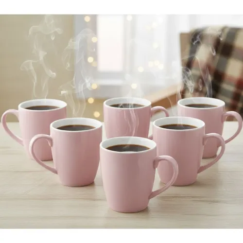 PENTHA Tazas De Porcelana Color Lila Elegante Interior Blanco X6