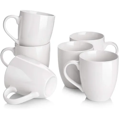 PENTHA Tazas Blancas Y Elegantes De Porcelana Pack X6 Para Café, Té Y Más