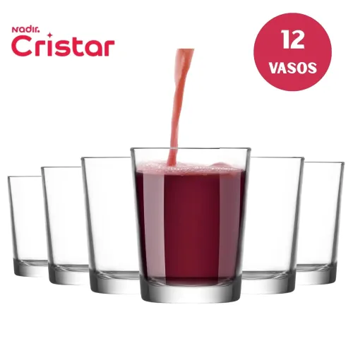 PENTHA Vaso Vidrio Cristar Herradura Liso 7oz Set 12 Vasos Cristar