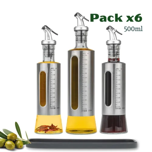 PENTHA Aceitero Especiero Vidrio 500ml Pack X6