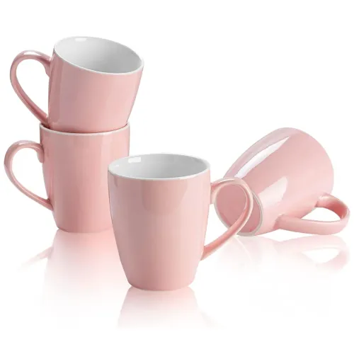 PENTHA Tazas De Porcelana Color Rosa Elegante Interior Blanco X6