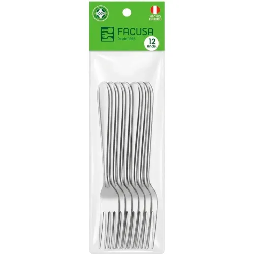 FACUSA Juego De Tenedores Para Mesa De Acero Inoxidable Cl�sico 12 Piezas