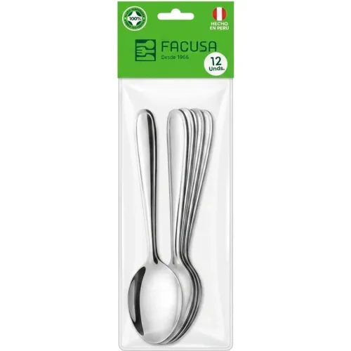 FACUSA Juego De Cucharas Para Mesa De Acero Inoxidable Cl�sico 12 Piezas