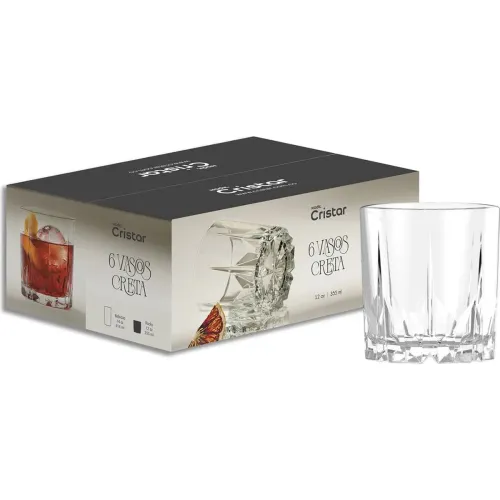 CRISTAR Set X 6 Vasos De Vidrio Rocks Creta 355 Ml | 12 Oz