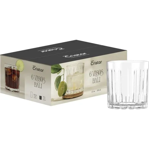 CRISTAR Set X 6 Vasos De Vidrio Rocks Bali 355 Ml | 12 Oz