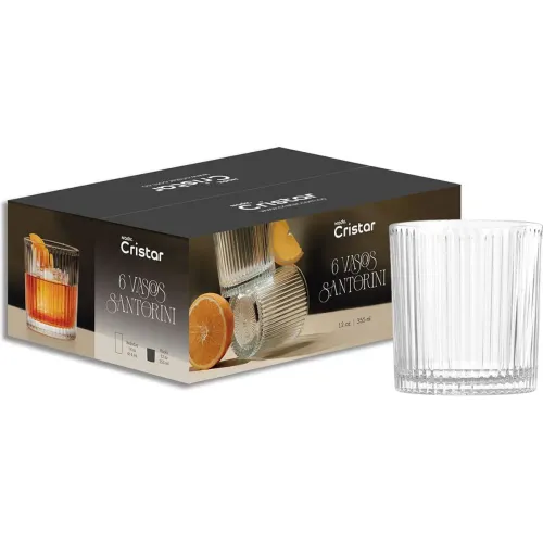 CRISTAR Set X 6 Vasos De Vidrio Rocks Santorini 355 Ml | 12 Oz