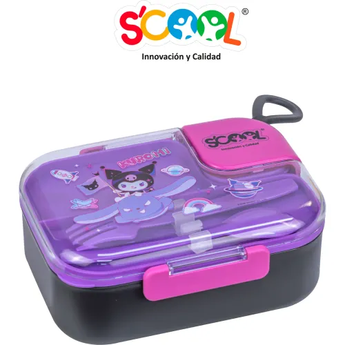 KUROMI Taper De 1lt De Acero Con Divisiones Y Cubiertos Scool