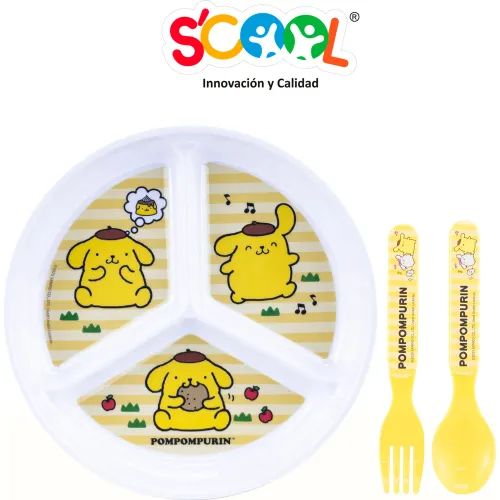 Scool Set Plato Con Divisiones Y 2 Cubiertos