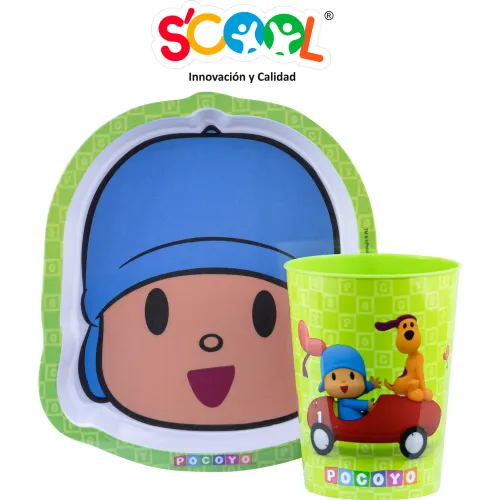 POCOYO Set De Vajilla Plato Con Forma + Vaso