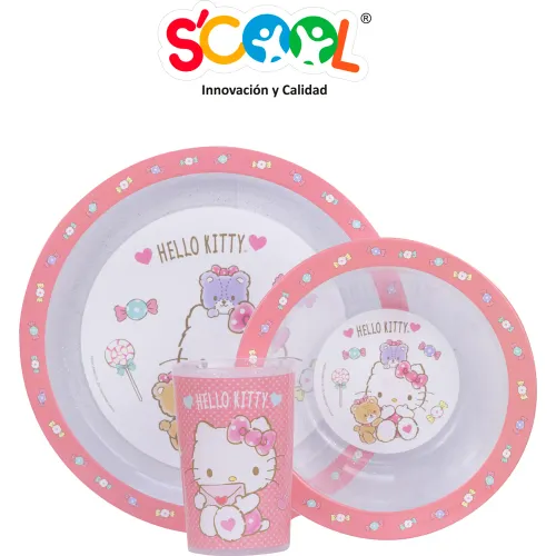 Hello Kitty Set De Vajilla Plato + Tazon Y Vaso