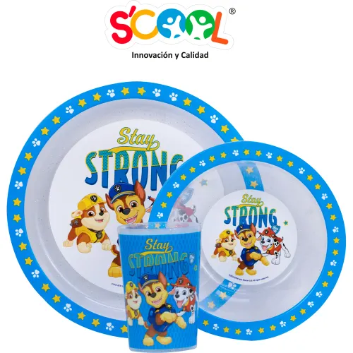 Paw Patrol Set De Vajilla Plato + Tazon Y Vaso