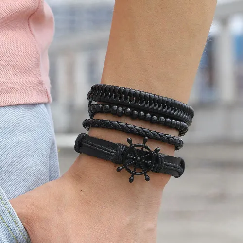 GENERICO Pulseras De Cuero Para Hombres - Timón