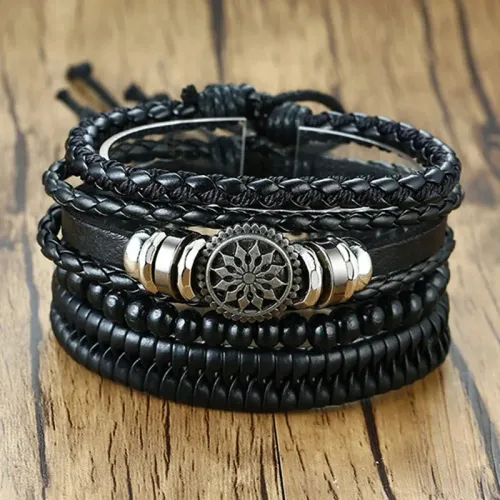 GENERICO Pulseras De Cuero Para Hombres - Flor